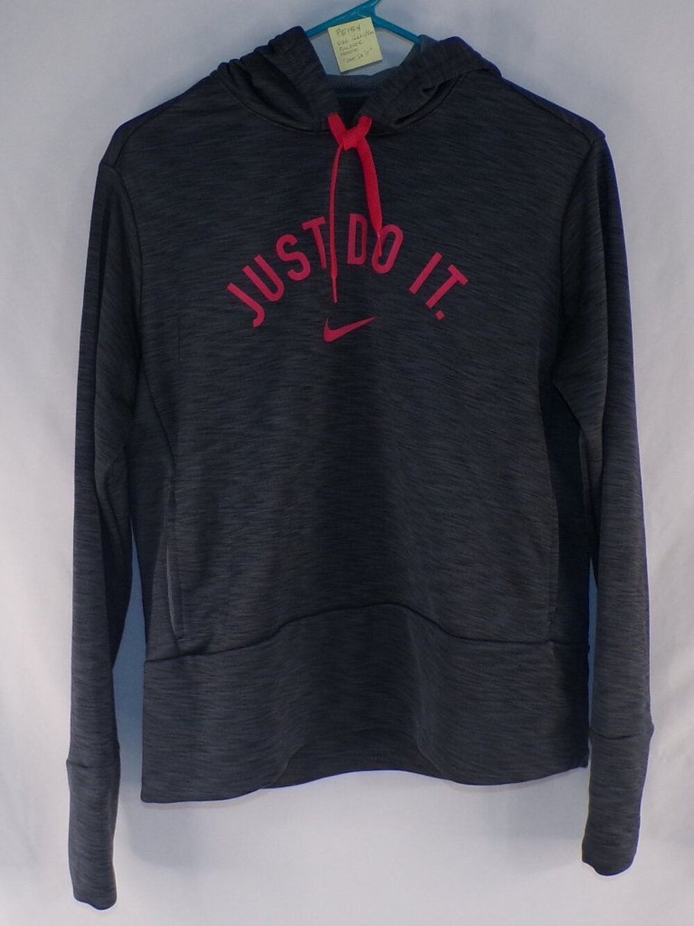 NIKE WOMEN'S DRI-FIT HOODIE PULLOVER " JUST DO IT " GRAY AND PINK SWEATSHIRT